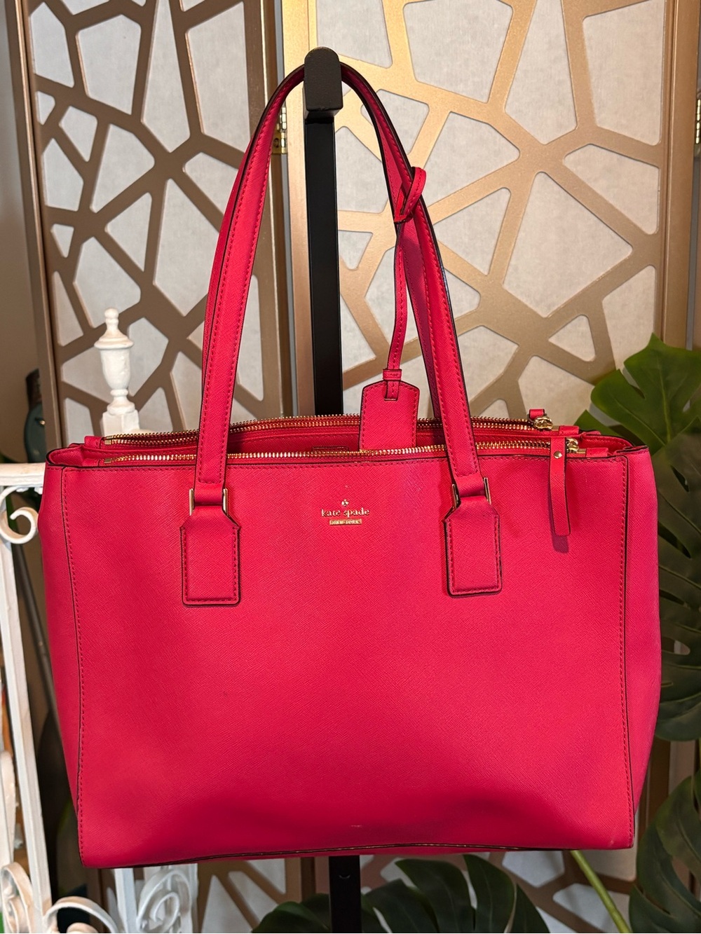 Kate Spade New York Pink Saffiano Leather Tote Bag